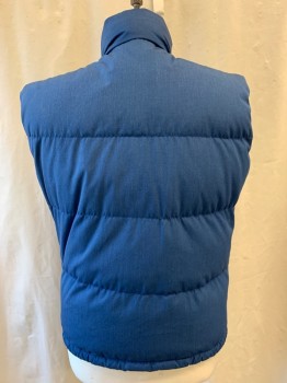 Mens, Vest, NORTH FACE, Blue, Acrylic, Nylon, M, Quilted/Puffy, High Neck, Snap Front, 4 Pockets