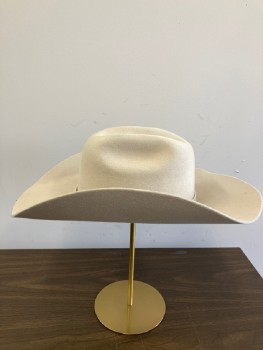 Mens, Cowboy Hat, CUERNOS CHUECOS, Beige, Fur Felt, Solid, 7 1/2, Through Roads, Matching Felt Band with Silver Hardware