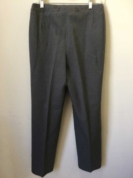 NO LABEL, Gray, Lt Gray, Wool, Stripes, Vertical Stripes, Flat Front, Button Fly, Suspender Buttons