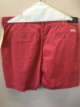 POLO R.L., Red, Cotton, Solid, 5 + Pockets, Flat Front,