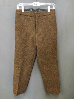 Childrens, Suit, Piece 2, 1890s-1910s, NO LABEL, Brown, Wool, Tweed, 30, Buttons For Suspenders, Boys, Button Fly, Adjustable Back Buckle, Flat Front, Back Welt Pockets