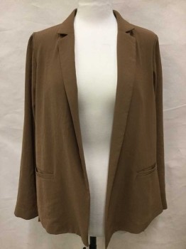 ALYSI, Camel Brown, Synthetic, Long Sleeves, Open Sides, Welt Pockets, Sheer
