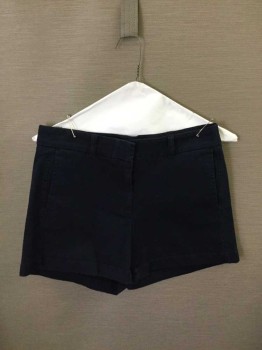 J Crew, Navy Blue, Cotton, Spandex, Solid, Clasp/zip Fly, Side Pockets, Back Welt Pocket, Chino