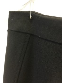 HALOGEN, Black, Polyester, Viscose, Solid, Pencil Skirt, 1" Wide Self Waistband, Curved Seams at Either Side of Front and Back, Invisible Zipper at Center Back Waist, Slit at Center Back Hem