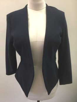 BANANA REPUBLIC, Navy Blue, Polyester, Viscose, Solid, Open at Center Front, with No Closures, Angled/Pointed at Front Hem