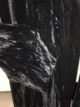 Unisex, Sci-Fi/Fantasy Robe, N/L, Black, Cotton, Polyester, Solid, L, Black Crushed Velvet, Black Lining, Hood with 1 Hook & Eye at Neck, Long Sleeves, Short Length