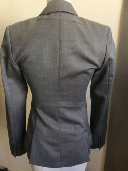 REISS, Lt Blue, Gray, Wool, Viscose, Pin Dot, Peaked Lapel, One Button Front, Slit Pockets
