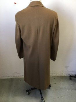 Mens, Coat, Overcoat, NAUTICA, Tan Brown, Wool, Solid, 42 L, 3 B/f  N/L