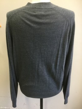 BROOKS BROTHERS, Gray, Wool, Solid, Button Front, 2 Pockets, Long Sleeves,