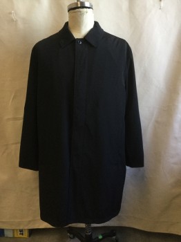 T.Y.M., Black, Polyester, Solid, Single Breasted, Hidden Placket Front, Collar Attached, Long Sleeves, 2 Pockets, Doubles