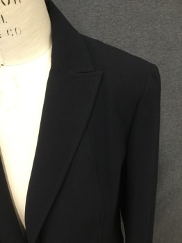 JONESWEAR, Black, Polyester, Solid, Single Breasted, Collar Attached, Peaked Lapel, Stitched Collar/Lapel, 2 Welt Pockets, 1 Button, Long Sleeves,