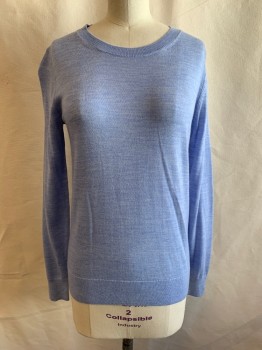 Womens, Pullover, BANANA REPUBLIC, Lt Blue, Wool, Heathered, XS, Crew Neck, Pullover, Long Sleeves