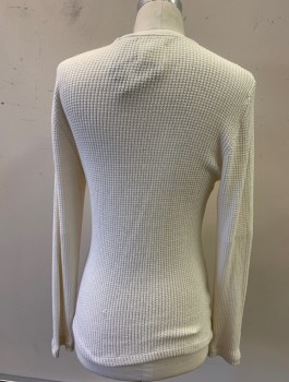 BILLY REID, Cream, Cotton, Solid, Waffle Knit, L/S, Crew Neck