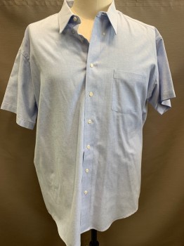 JONATHAN QUALE, Blue, Cotton, Polyester, Oxford Weave, S/S, Button Down Collar,one Pocket