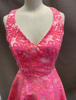 EIGHTY SIX, Fuchsia Pink, Pink, Synthetic, Floral, Racer Back, with C Back,  Zipper.