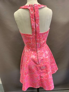 EIGHTY SIX, Fuchsia Pink, Pink, Synthetic, Floral, Racer Back, with C Back,  Zipper.
