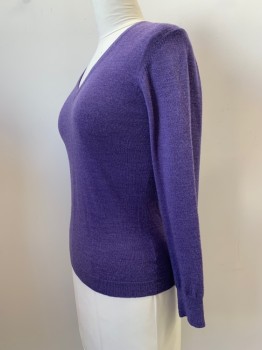 BRUNELLA GORI, Violet Purple, Wool, Heathered, L/S, V Neck,