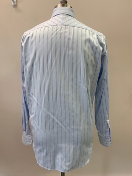 JOSEPH BACH, Lt Blue, Blue, Cotton, Stripes - Vertical , L/S, Button Front, Collar Attached, Chest Pocket