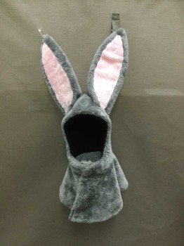 Unisex, Piece 3, Gray, Pink, White, Faux Fur, Synthetic, Bunny Rabbit Open Face Bunny Head,