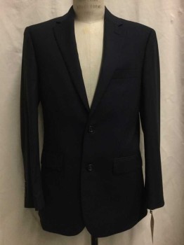 JOS A BANK, Navy Blue, Gray, Wool, Stripes, Navy, Thin Gray Stripes, 2 Buttons,  Notched Lapel,