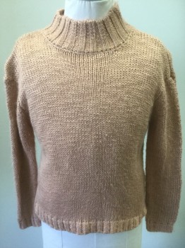 Childrens, Sweater, FOREVER 21 GIRLS, Dusty Rose Pink, Acrylic, Solid, Girls, 5/6, Chunky Knit, Mock Neck, Long Sleeves, Ribbed at Neck, Cuffs & Hem **Barcode is at Hem Near Side Seam