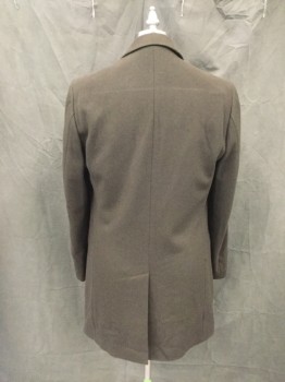KIN, Dk Olive Grn, Wool, Polyester, Solid, Single Breasted, Hidden Placket, Collar Attached, Notched Lapel, 2 Pockets, Long Sleeves, Short