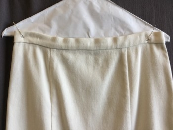 NARCISCO RODRIGUEZ, Cream, Linen, Cotton, Solid, 1.1" Waistband, 2 Vertical Seams Front & Back, Expose Zip Back All the Way Down