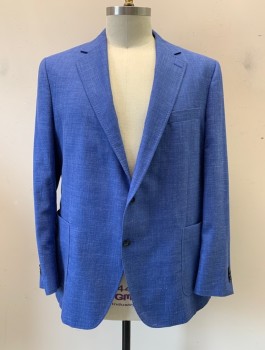 Mens, Sportcoat/Blazer, PETER MILLAR, Blue, Wool, Heathered, TALL, 48, Notched Lapel, Single Breasted, Button Front, 2 Buttons, 3 Pockets, *Small Stain Near 1st Button