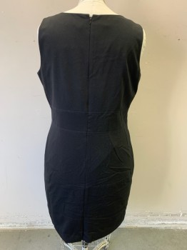 CALVIN KLEIN, Black, Polyester, Rayon, Solid, Center Back Zipper, Surge Line Top Stitching Detail See Detail Photo,