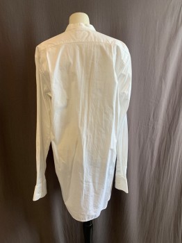 DARCY, White, Cotton, Solid, Band Collar, Button Front, L/S