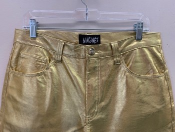 MAGNET, Gold Metallic, Poly/Cotton, Top Pockets, Zip Front, F.F, 2 Patch Pockets At Back