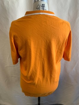 SEAN JEAN, Apricot Orange, Heather Gray, White, Poly/Cotton, Color Blocking, S/S, 4 Buttons, Plastic Gold Buttons, Extra Long