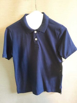Childrens, Polo, ARIZONA, Navy Blue, Cotton, Polyester, Solid, 10-12, POLOSHIRT:  Navy, Collar Attached, 2 Button Front, Short Sleeve,  See Photo Attached,