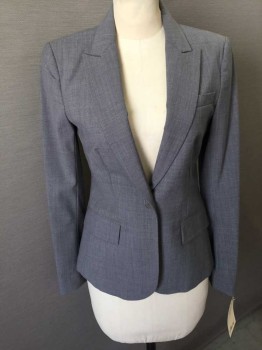 THEORY, Lt Gray, Wool, Solid, Single Breasted, Collar Attached,  Peaked Lapel, 1 Button, 3 Pockets,