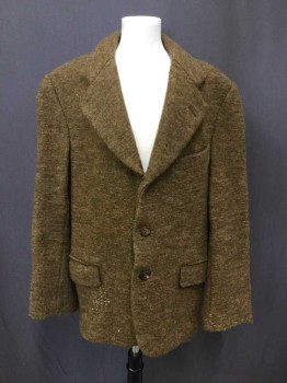 Childrens, Jacket 1890s-1910s, NO LABEL, Brown, Wool, Tweed, 32, Boys, Long Sleeves, 3 Button Closure, Pockets, Thread Repairs,