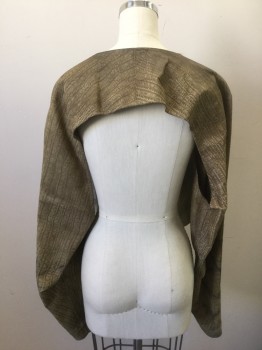 Womens, Sci-Fi/Fantasy Top, N/L, Beige, Brown, Leather, Reptile/Snakeskin, OSFM, Dark Beige Snakeskin Texture Leather, Long Sleeves, Attached to Torso at Shoulders, with Pointed Ends, Open From Shoulders Down in Back, Aged/Dirty Look, Made To Order