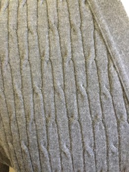 FIESOLE, Charcoal Gray, Wool, Cable Knit, Heathered Charcoal, Slight Cableknit , Ribbed, V-neck,