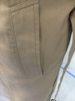 LONDON FOG, Beige, Cotton, Solid, Trench Coat, Double Breasted, Epaulets, Storm Flap, 2 Pockets, Self Belt