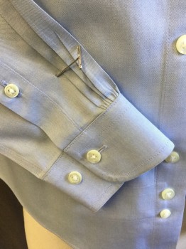 BROOKS BROTHERS, Baby Blue, Cotton, Heathered, (DOUBLE)  Boys, Collar Attached, Button Down, Button Front, 1 Pocket, Long Sleeves, Curved Hem