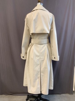 THEORY, Khaki Brown, Poly/Cotton, Solid, Double Breasted, 6 Buttons, Collar Attached, Notched Lapel, 1 Back Vent, 2 Pockets, Belt Loops, with Matching Belt