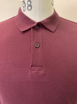 H&M, Plum Purple, Cotton, Solid, S/S, C.A., 2 Buttons