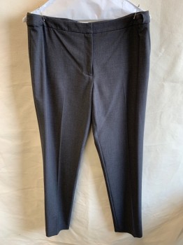 CALVIN KLEIN, Dk Gray, Polyester, Rayon, Solid, Zip Front, Hook Closure, F.F, Creased Front, Button Extensions, Highline