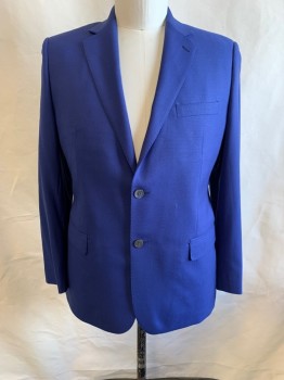 MAX DAVOLI, Dk Blue, Wool, Notched Lapel, Single Breasted, Button Front, 2 Buttons, 3 Pockets