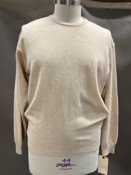 OF BENETTON, Oatmeal Brown, Wool, Heathered, L/S, CN,