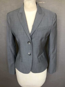 THEORY, Lt Gray, Wool, Solid, Single Breasted, Collar Attached,  Peaked Lapel, 2 Buttons,  3 Pockets,