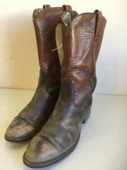 Mens, Cowboy Boots , ACME, Brown, Leather, Solid, 9.5, Aged,