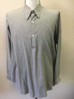 N/L, Dk Gray, White, Cotton, Stripes - Pin, Dark Gray with White Pinstripes, Long Sleeve, 3 Button Front, Made To Order Reproduction **Barcode is Behind Button Placket, Historical Fantasy