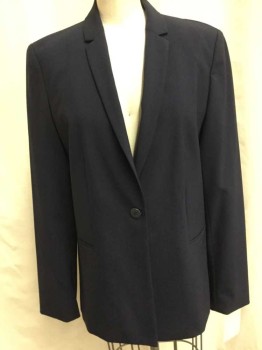 ELIE TAHARI, Navy Blue, Wool, Solid, 2 Buttons,  2 Pockets,