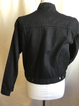 SAUGATUCK, Black, Cotton, Solid, Black Denim Jean, Silver with Black Button Front, 4 Pockets, Long Sleeves,