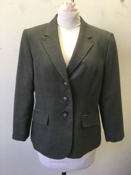 KASPER, Warm Gray, Polyester, Solid, Single Breasted, Notched Lapel, 3 Buttons, 2 Pockets